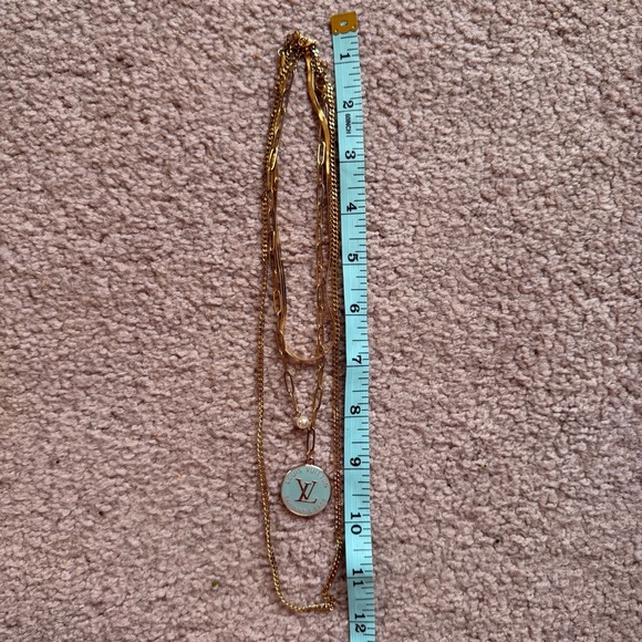 Upcycled Louis Vuitton Gold Layered Necklace with Pendant - Picture 3 of 4